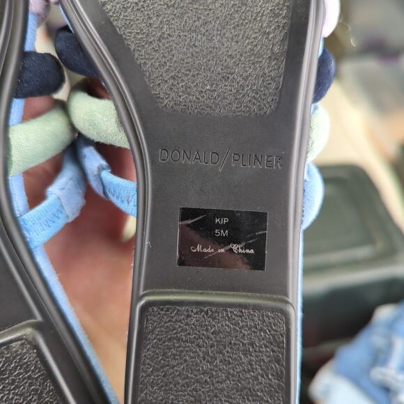 Donald Pliner Kip Slide Sandals Slip-on Suede Women's 5 Blue Green Square Toe - Picture 8 of 8